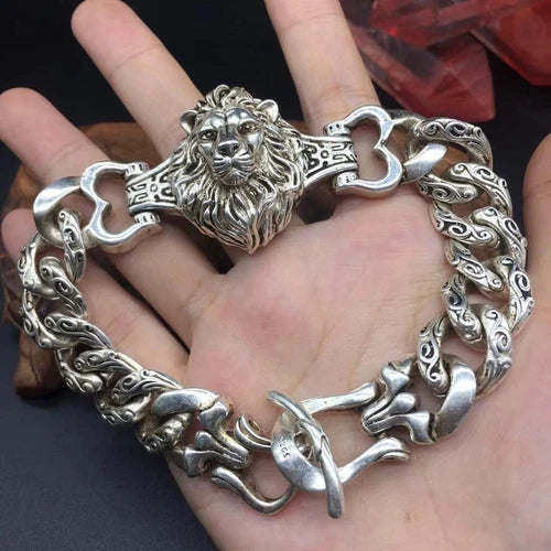 Vintage Indigenous Handmade Lion Head Silver Bracelet 17831 07FC0E-D4 - KOEEK