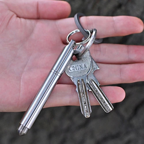 EDC Portable Mini Titanium Alloy Ballpoint Emergency Write Keychain Signing Pen 07FC0E-D4 - KOEEK