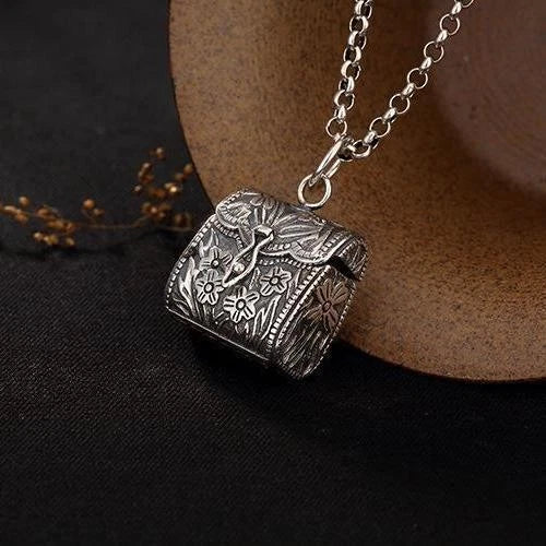Openable Plum Blossom Money Bag Pendant Vintage Handbag Creative Box Necklace 07FC0E-D4 - KOEEK