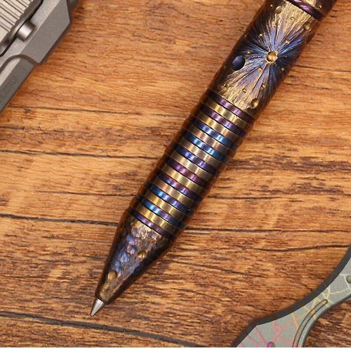 Handmade Titanium Bolt Action Ballpoint Pen EDC Signing Writing Pocket Pen Gift 07FC0E-D4 - KOEEK