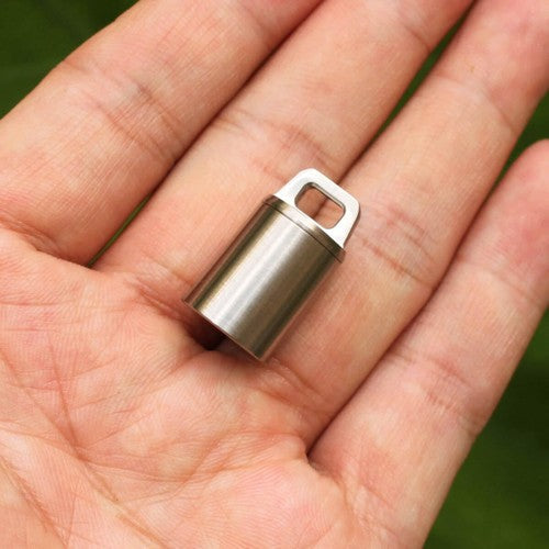 Titanium Waterproof Container Gas Tank EDC Survival Pill Box Keychain Survival 07FC0E-D4 - KOEEK