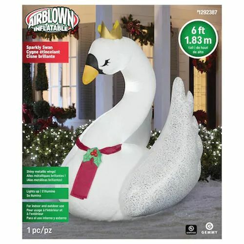 GEMMY 6FT SWAN Christmas Airblown Inflatable w Metallic Wings Lighted Yard Decor GEMMY - KOEEK
