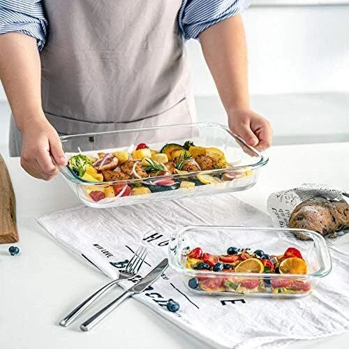 8 Piece DeepGlass Baking Pan Set, Rectangular Glass Baking Pan Set with Lid,Gray 07FC0E-D4 - KOEEK