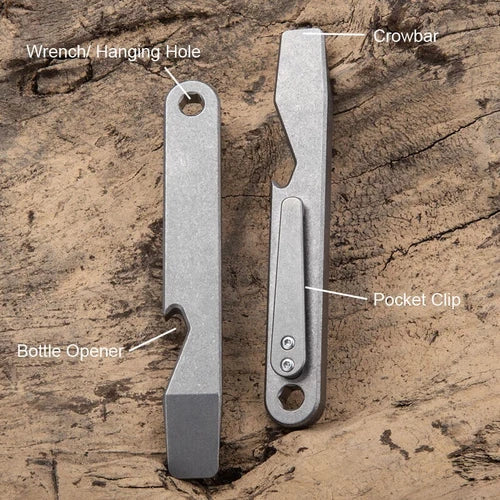 EDC Titanium Pocket Pry Bar Crowbar Bottle Opener Portable Outdoor Multi Tools 07FC0E-D4 - KOEEK