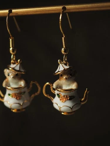 Cartoon Teacup Flower Earrings Cute Fashion Jewelry for Women Collectible 07FC0E-D4 - KOEEK