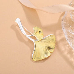 Ginkgo Leaf Brooch Vintage Creative Pin Coat Sweater Jewelry Accessory 07FC0E-D4 - KOEEK