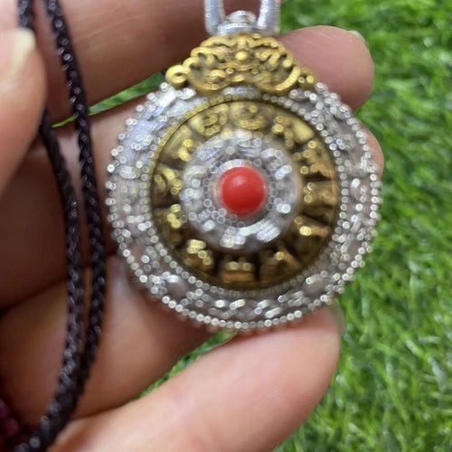 Tibetan Silver Mantra Spinner Pendant Keychain Bag Charm Ornament 42x32x17mm 07FC0E-D4 - KOEEK