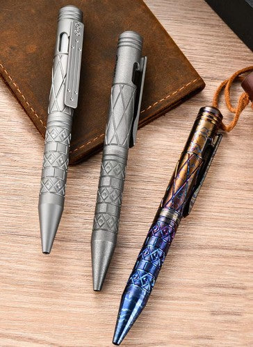 Titanium Alloy Ballpoint Pen Office Signature Gel Pen W/ Clip Outdoor EDC Tools 07FC0E-D4 - KOEEK