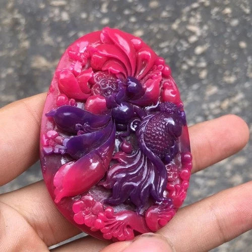 Natural Emperor Purple Carved Suji Stone Pendant Women’s Amulet 07FC0E-D4 - KOEEK