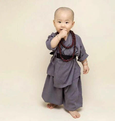 Kid Child Shaolin Buddhist Monk Robe Boy Meditation Uniform Kung fu Suit Cute 07FC0E-D4 - KOEEK