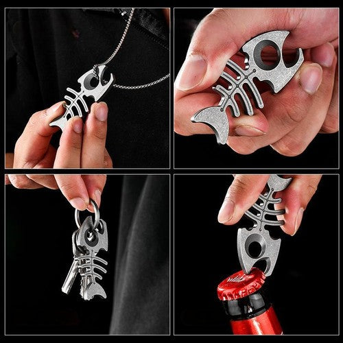 Titanium Alloy Bottle Opener Keychain Necklace pendant EDC Multi-tool 07FC0E-D4 - KOEEK
