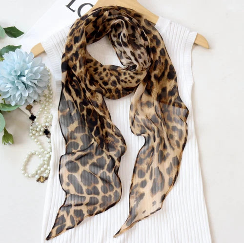 Mulberry Silk Wrap Square leopard Print Scarf Neckerchief Shawl 160X33cm 07FC0E-D4 - KOEEK