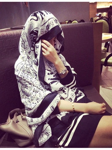 Ethnic Print Cotton Linen Scarf Shawl Wrap Large Cover for Summer Beach Sun 07FC0E-D4 - KOEEK