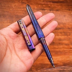 EDC Titanium Pocket Ballpoint Pen Meteorite Pattern Office Signature Stationery 07FC0E-D4 - KOEEK