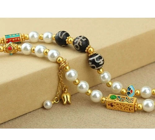Pearl Imitation Spinning Gourd Pendant Necklace Chinese Style Long Sweater Chain 07FC0E-D4 - KOEEK