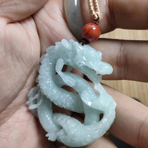 Natural Jade Dragon Pendant Necklace Nine Dragons  Wealth Amulet Jewelry 07FC0E-D4 - KOEEK