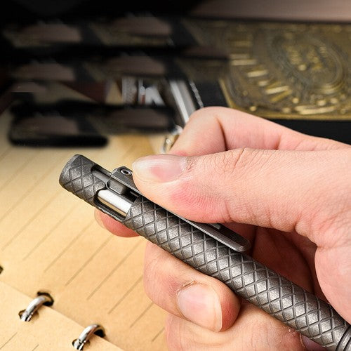 EDC Titanium Alloy Pen Working Learning Pen Ballpoint Signature Tool Pen W/ Clip 07FC0E-D4 - KOEEK