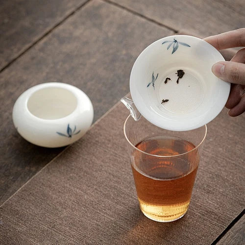 Hand Painted Butterfly Orchid Ceramic Tea Infuser Tea Maker Loose Tea Leaf Spice 07FC0E-D4 - KOEEK