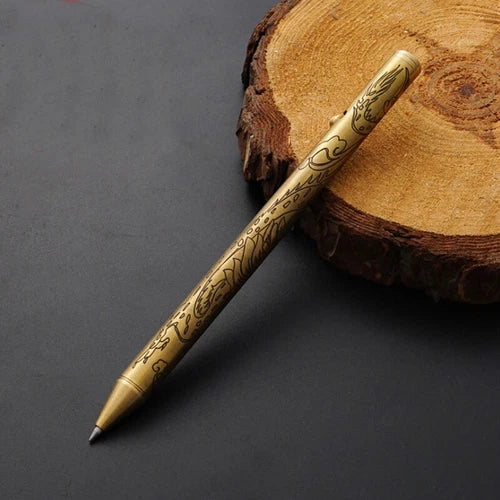 Solid Brass Ball Pen Office Signature Pen Students Stationery Outdoor EDC Tool 07FC0E-D4 - KOEEK