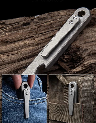 EDC Titanium Pocket Pry Bar Crowbar Bottle Opener Portable Outdoor Multi Tools 07FC0E-D4 - KOEEK