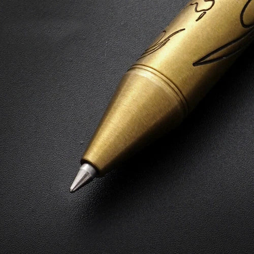 Solid Brass Ball Pen Office Signature Pen Students Stationery Outdoor EDC Tool 07FC0E-D4 - KOEEK