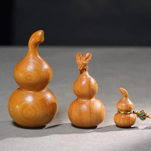 1Pc Exquisite Wooden Gourd Ornamental Pendant with Auspicious Decoration 07FC0E-D4 - KOEEK