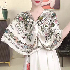 Satin Scarf 180x80CM Floral Bird Print Shawl Lightweight Summer Wrap for Women 07FC0E-D4 - KOEEK