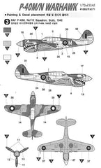 Detail Up 1/72 WWII Curtiss P-40 Fighter P-40M/N Warhawk Model Water Slide Decal 07FC0E-D4 - KOEEK