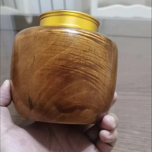 Golden Nanmu Tea Caddy Aluminum Double Lid Sealed Storage Jar Handmade Gift 07FC0E-D4 - KOEEK