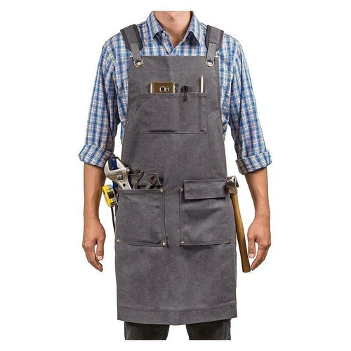 Men's Apron Thick Canvas Apron Carpenter Electrician Garden Work Dress Apron 07FC0E-D4 - KOEEK