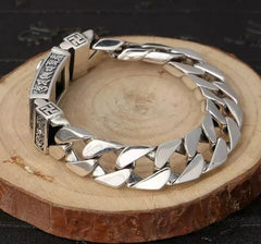 Hot Men's Gift Solid Copper Heavy Thick Cuban Chain Retro Bracelet Boy 07FC0E-D4 - KOEEK