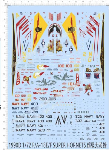1/72 F/A-18E/F Super Hornets VFA-25 Fleet Fist Fighter Marking Water Slide Decal 07FC0E-D4 - KOEEK