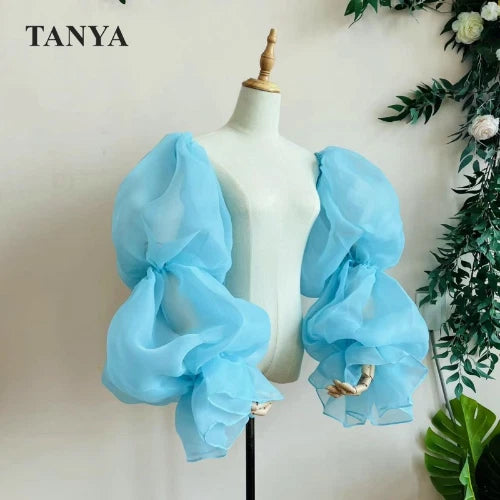 RED Organza Puffy Detachable Sleeve Wedding Party Length Gloves Accessories 07FC0E-D4 - KOEEK