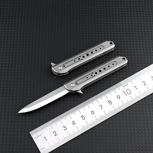 Titanium Alloy Pocket Folding Knife D2 Steel Blade Outdoor EDC Keychain Tool 07FC0E-D4 - KOEEK
