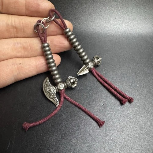 Tibetan Iron Vajra Axe Pendant Mala Counter Buddhist Accessory 07FC0E-D4 - KOEEK