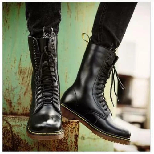 Retro Military High Quality Boots Cowhide Leather Boot Round Toe Long Tube Gift 07FC0E-D4 - KOEEK