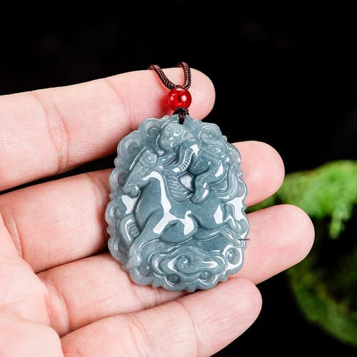 Natural Grade A Jade Jadeite Men Women Gift Bless luck Horse Monkey Pendant 07FC0E-D4 - KOEEK