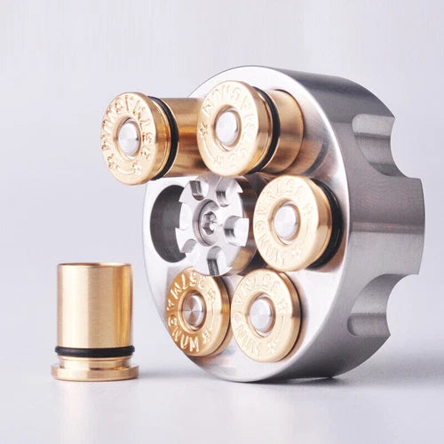 Stainless Steel Revolver Finger Spinner Hand Fidget Pocket EDC ToyTopBullets 07FC0E-D4 - KOEEK