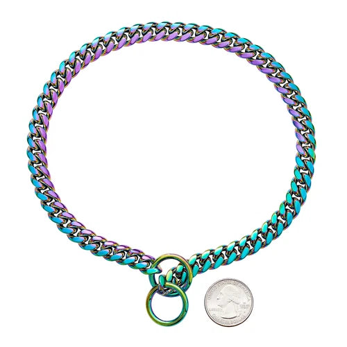 4 Colors 10mm Pet P Choke Chain Training Dog Collar Stainless Steel Dog Supplies 07FC0E-D4 - KOEEK