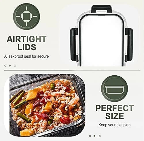 Pack of 10 30 oz. Glass Lunch Boxes with Lids Glass Food Storage Containers 07FC0E-D4 - KOEEK