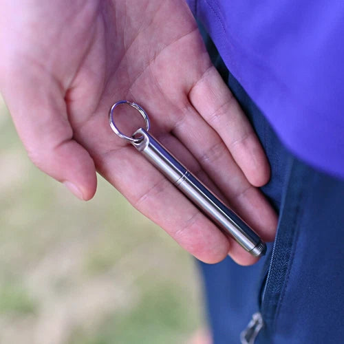 EDC Portable Mini Titanium Alloy Ballpoint Emergency Write Keychain Signing Pen 07FC0E-D4 - KOEEK