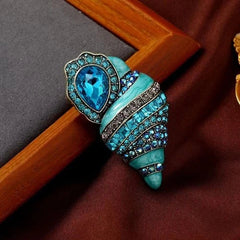 Blue Conch Shell Brooch Elegant Fashion Pin Suit Jacket Coat Jewelry Accessory 07FC0E-D4 - KOEEK