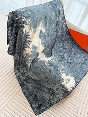 70% Cashmere 30% Silk 135X135cm Wrap Scarf pink forest Print Triangle Shawl 07FC0E-D4 - KOEEK