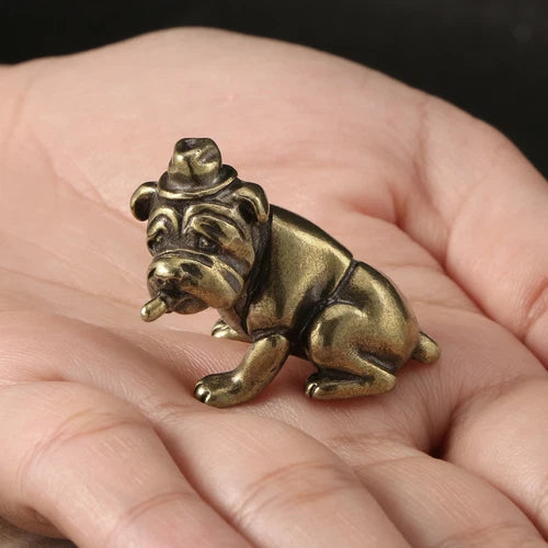 Solid Brass Dog Figurine Small Statue Home Ornament Figurines Collectibles 07FC0E-D4 - KOEEK