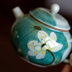 150ml Boutique Hand-painted Lotus Ceramic Tea Pot Underglaze Color Singer Pot 07FC0E-D4 - KOEEK