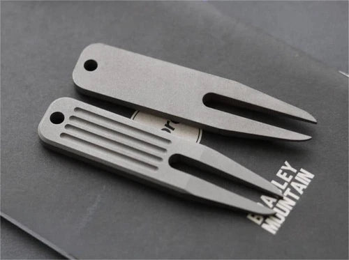 1PC TC4 Titanium Golf Divot Repair Tool Golf Green Fork EDC Portable Keychain 07FC0E-D4 - KOEEK