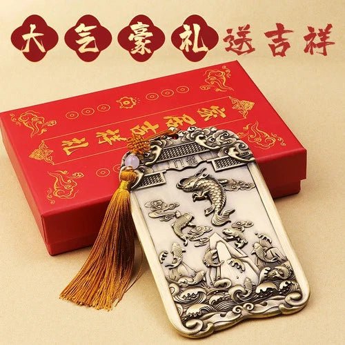 125mm Taoist Brass Kuixing Point Bucket Fish Leaping Dragon Gate Ornaments 07FC0E-D4 - KOEEK