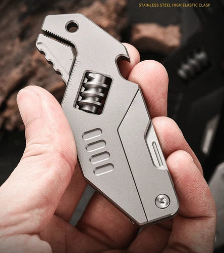 EDC Titanium Alloy Multi Tools Adjustable Wrench Pocket Folding Knife Keychain 07FC0E-D4 - KOEEK