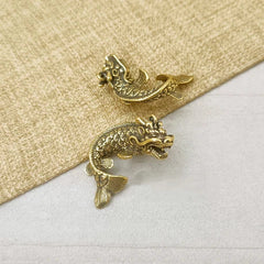 2pc Brass Fish Transformation Dragon Keychain Pendant Carp Leaping Dragon Gate 07FC0E-D4 - KOEEK