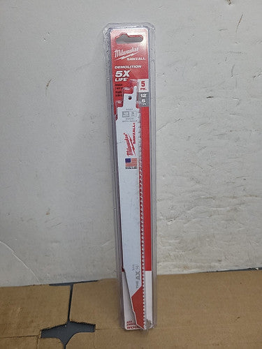 new Milwaukee 48-00-5027 12in 5TPI The AX Sawzall Blade - 5 Piece KOEEK - KOEEK